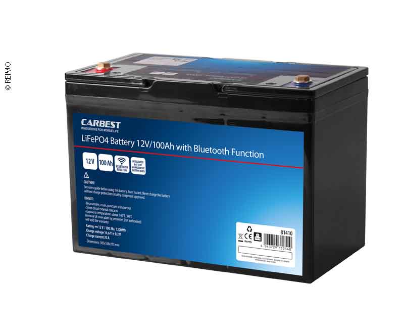 mobile Solar - Batterie 100Ah 12V Lithium Carbest mit Bluetooth